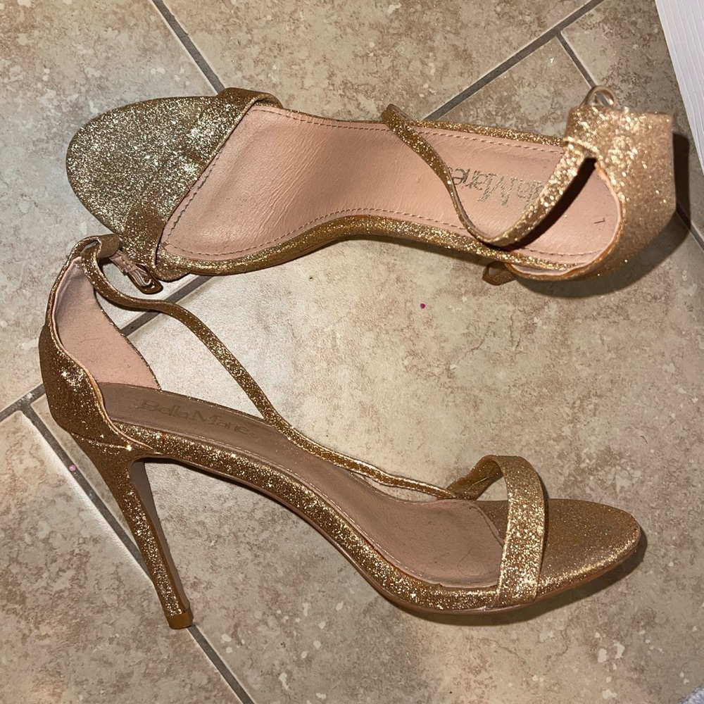 Gold glitter heels